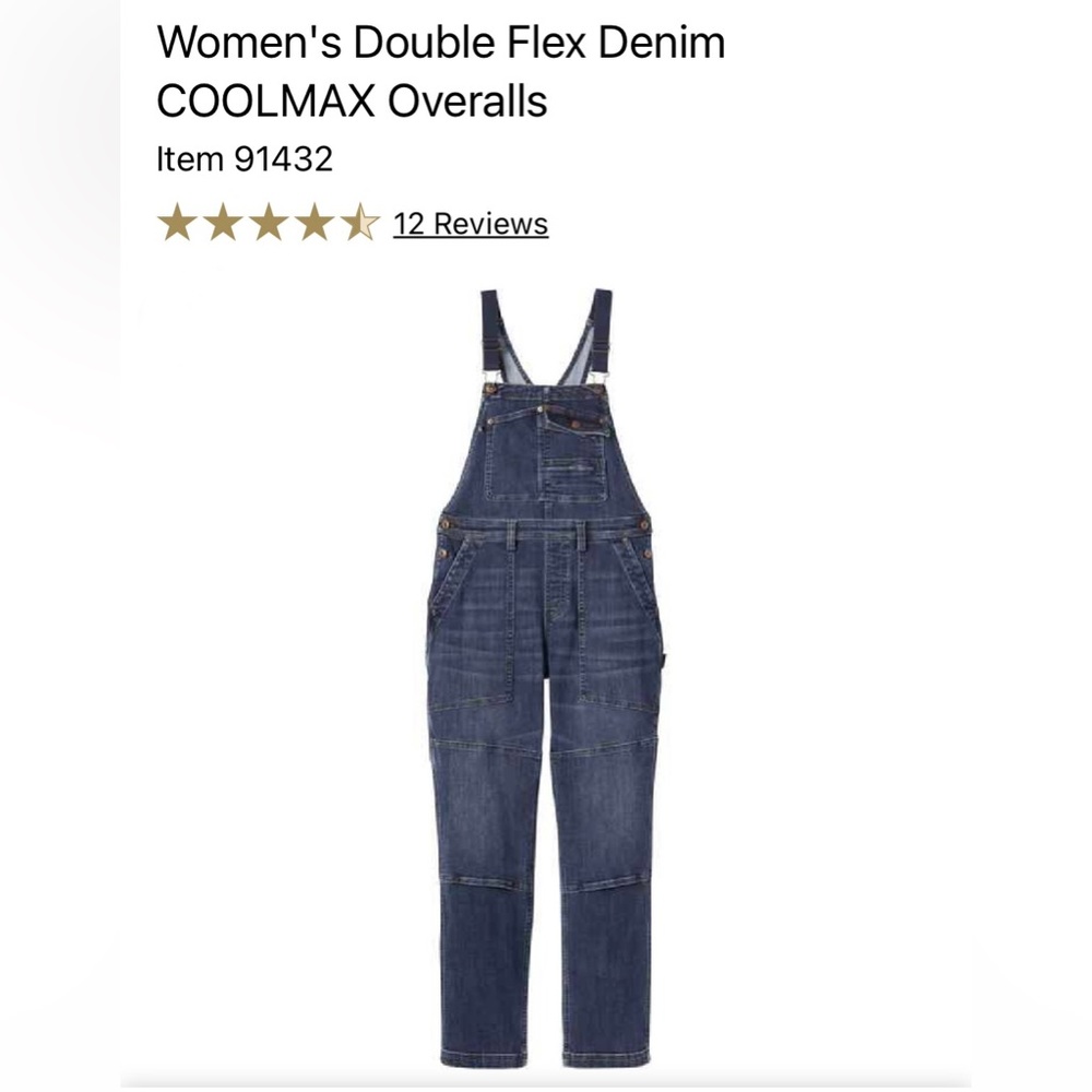 Duluth Women’s large coolmax denim overalls.